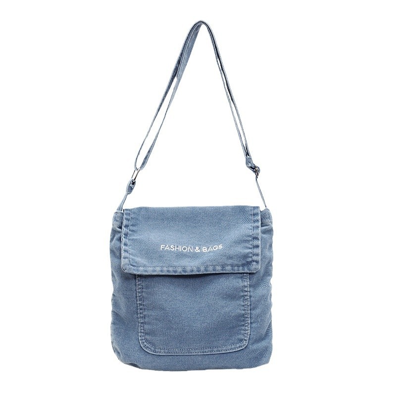 Casual crossbody bag for men, Japanese denim canvas, Hong Kong-style street fashion, student retro ins single-shoulder bag for women Item Picture