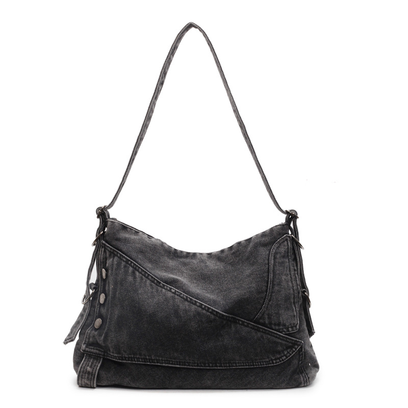 Fashionable retro denim large-capacity bag for women, new Spring/Summer 2025 commuter crossbody single-shoulder tote bag Item Picture