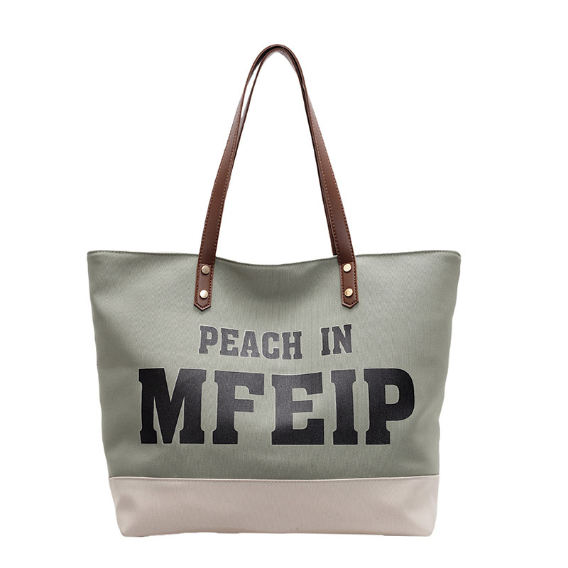 New autumn and winter style large-capacity canvas bag with European and American letters, a student hand-held class tutorial bag, fashionable and casual single-shoulder Item Picture
