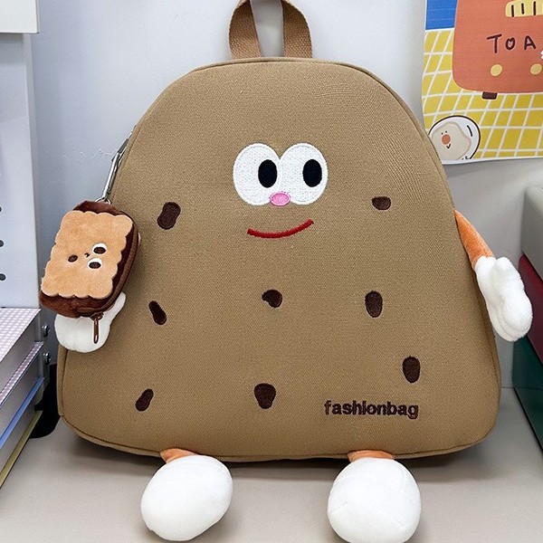 New cookie small schoolbag for girls, Japanese style, ins style, soft and cute cartoon cartoon canvas backpack, student backpack for girls Item Picture