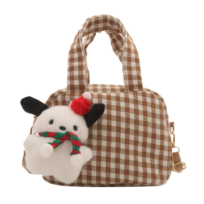 A trendy, stylish and fresh checkered 2024 new Korean-style stylish single-shoulder, crossbody and hand-carry small square bag for women Item Picture