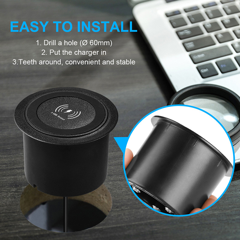 3-in-1 multi-functional hidden USB bedside table, sofa armrest, desktop office furniture, embedded wireless charger Application Scenario