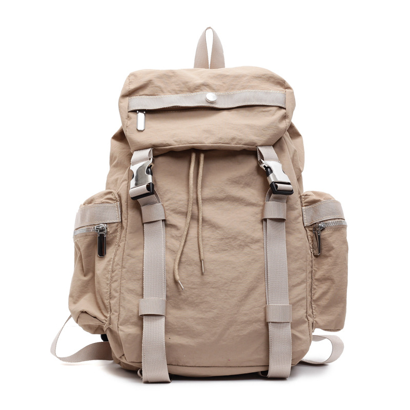 Lightweight, large-capacity, fashionable and simple backpack for both men and women, solid-color capped schoolbag for travel Item Picture