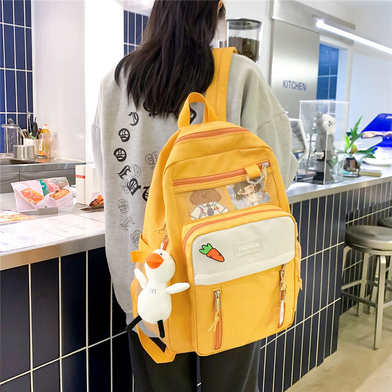 Harajuku ins Korean version large-capacity schoolbag, cute girls, high school and junior high school students' backpack, fashionable and casual backpack Specification drawing