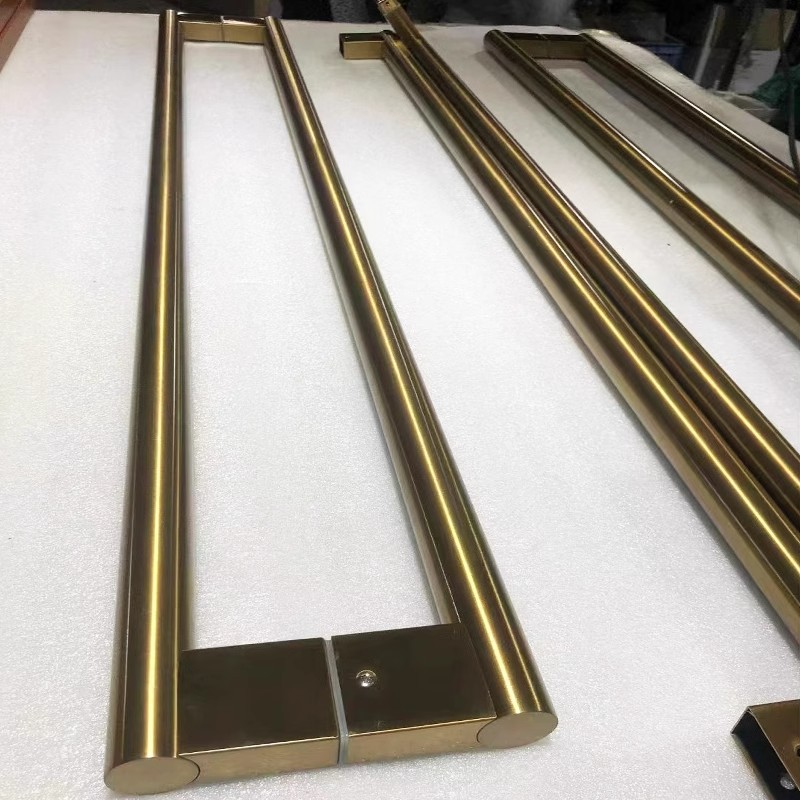 Modern and simple stainless steel glass door handle, round tube, black hotel sliding frameless door, wooden door handle details Picture