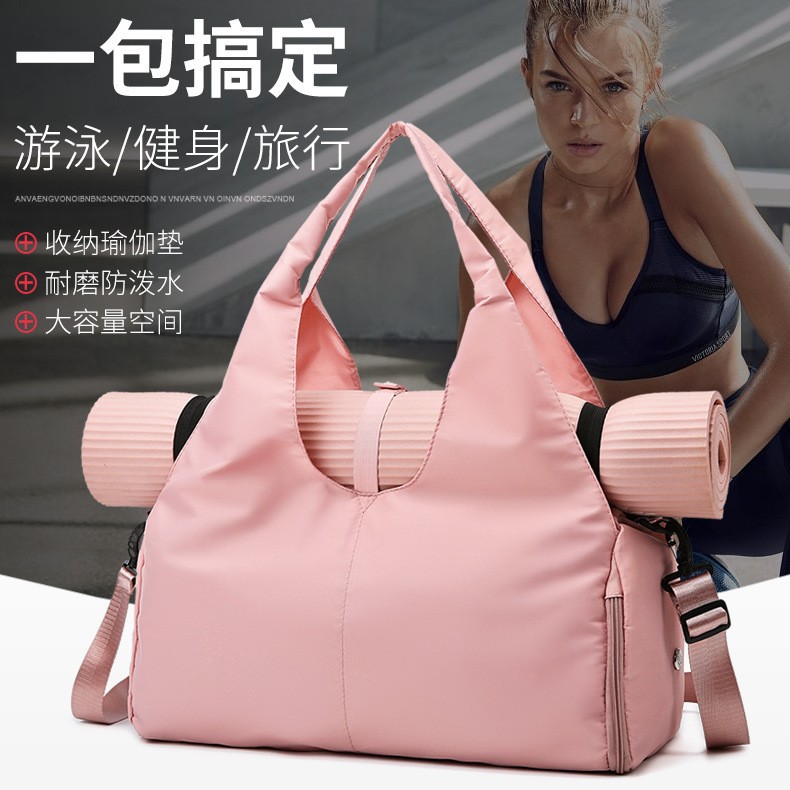 Cross-border Oxford cloth women's single-shoulder bag, large-capacity yoga and fitness bag, independent shoe compartment, new simple sports bag full figure