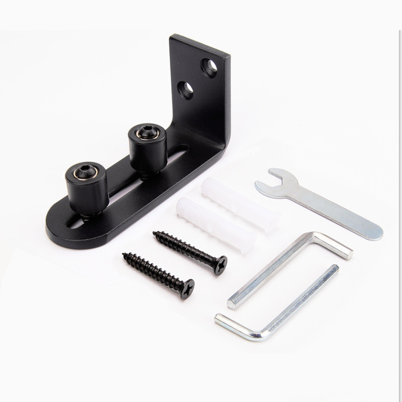 In-stock barn door hanging rail anti-sway hardware accessories, sliding door anti-sway, slotted L-shaped double-wheel ground guide rail Item Picture