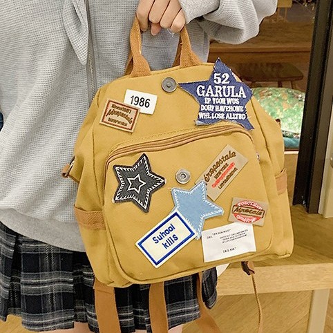 New retro five-pointed star patchwork handbag, multi-functional crossbody bag, hot girl commuting autumn and winter cute backpack details Picture
