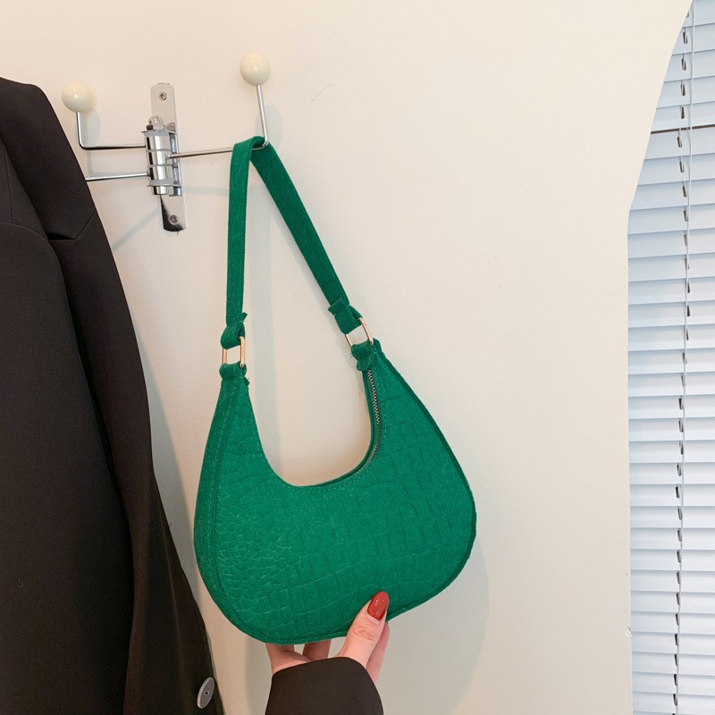 Solid color elegant ladies' bag 2023 Trendy Korean summer new stone pattern underarm bag casual single-shoulder handbag Specification drawing