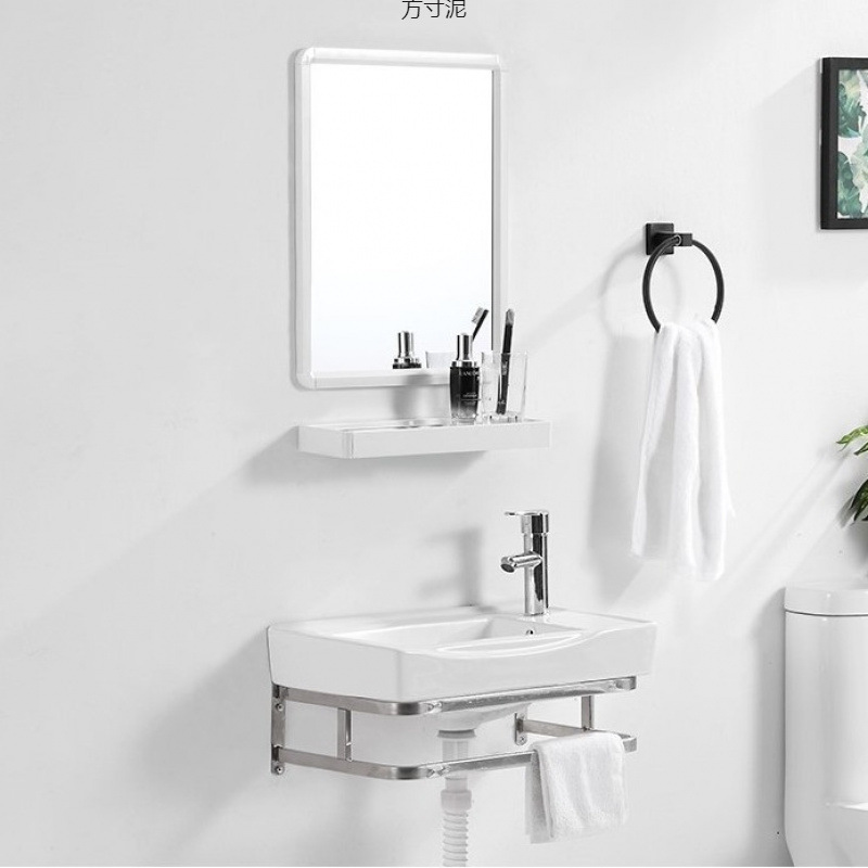 Wall-mounted washbasin, stainless steel stand, countertop, small-sized bathroom, balcony, washbasin, ceramic washbasin factory Specification drawing