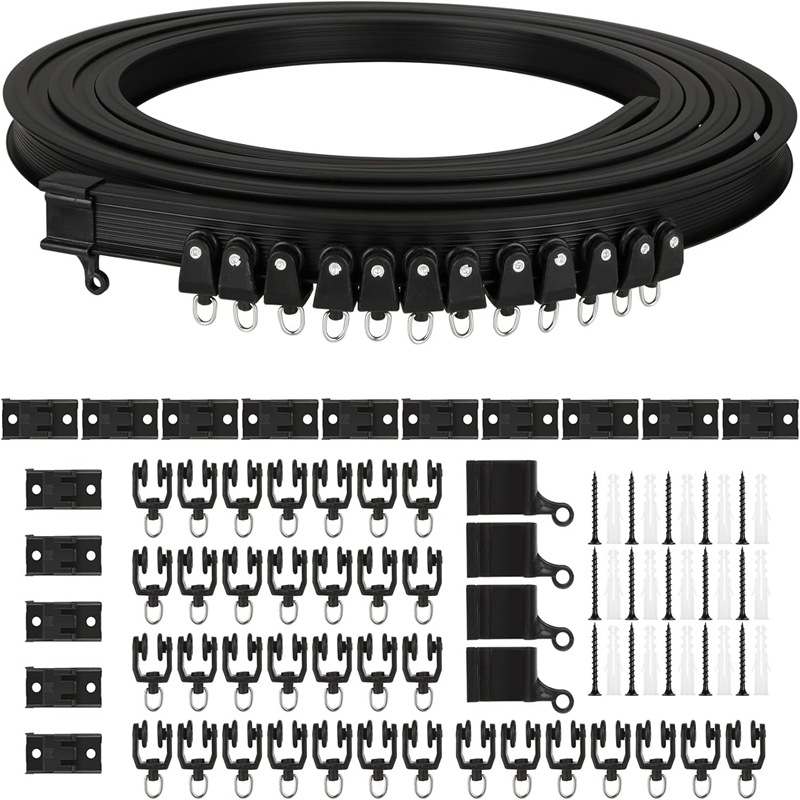 5-meter black curtain track set pulley installation code accessories full figure