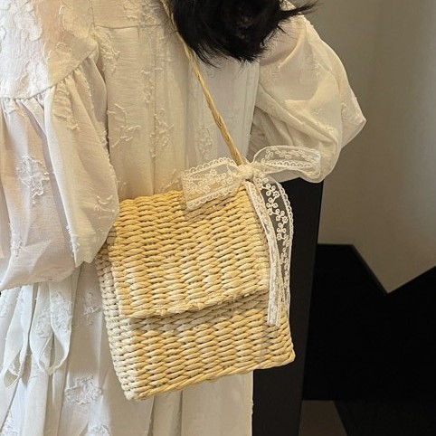 Hand-woven straw bag for women, large capacity 2025 new single-shoulder bag, vacation, seaside and beach niche tote bag Specification drawing