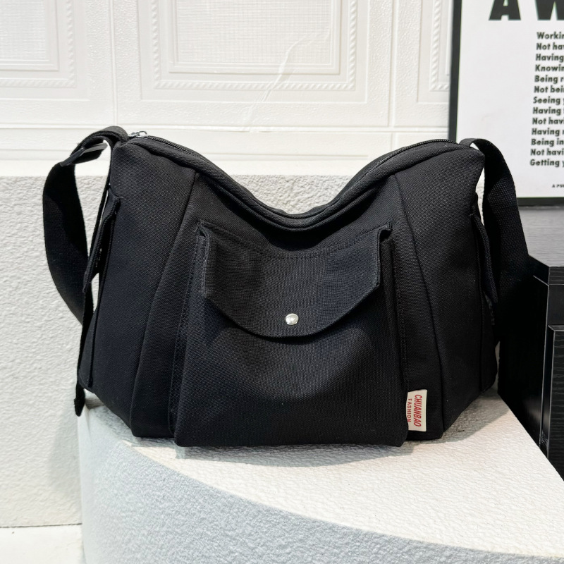 New canvas tote bag for autumn and winter, solid color for girls, large-capacity commuter messenger bag, versatile, single-shoulder fashionable crossbody bag Specification drawing