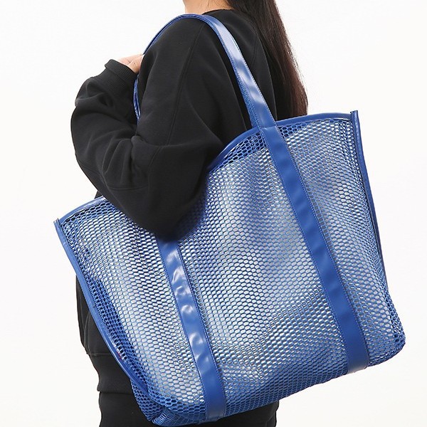 Korean style trendy grid beach bag for women 2025 New fashion storage bag, transparent single-shoulder bag, simple texture tote bag full figure