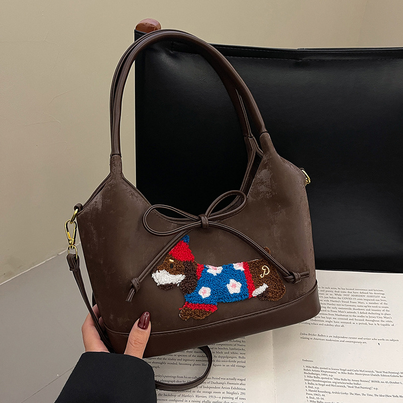 Cute girl's hand-held bag, Dachshund decal crossbody bag, 2025 new style single-shoulder bag, large capacity, versatile women's bag details Picture