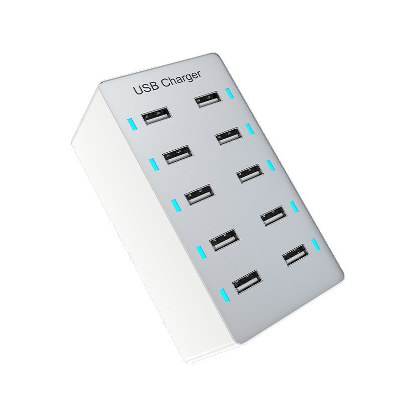 10USB charger, 50W, supports 5V1A, 2A, 2.4A charging, multi-port charger for home, office, live streaming and parties Item Picture