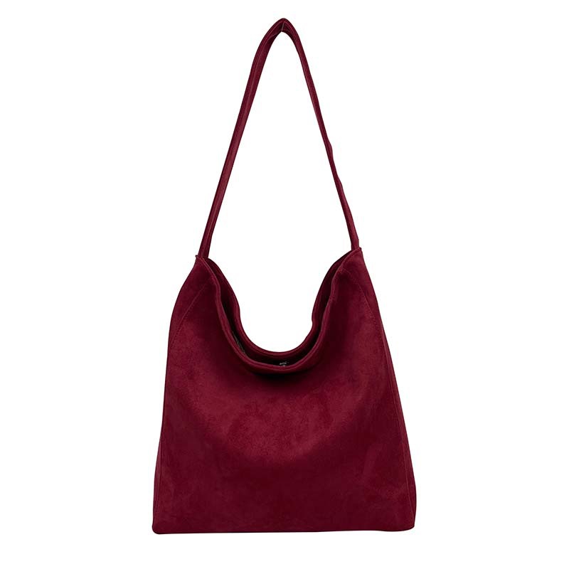 New autumn and winter suede matte texture laid-back style Korean niche casual large-capacity solid color single-shoulder tote bag Item Picture