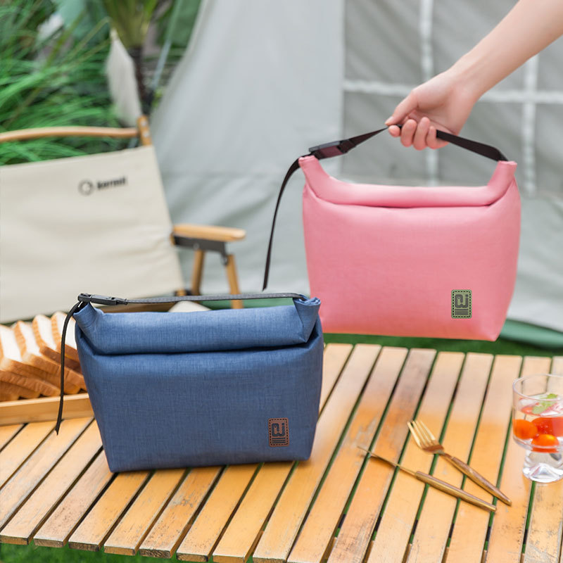 Fashionable folding bento bags, cross-border portable insulated bags, outdoor picnic bags, lunch bags for work, hand-held bento bags full figure