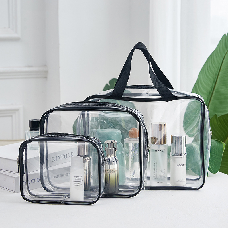 Business trip storage bag with large capacity and a high-end feel, travel toiletry bag in the bag, transparent makeup bag, portable three-piece set Application Scenario