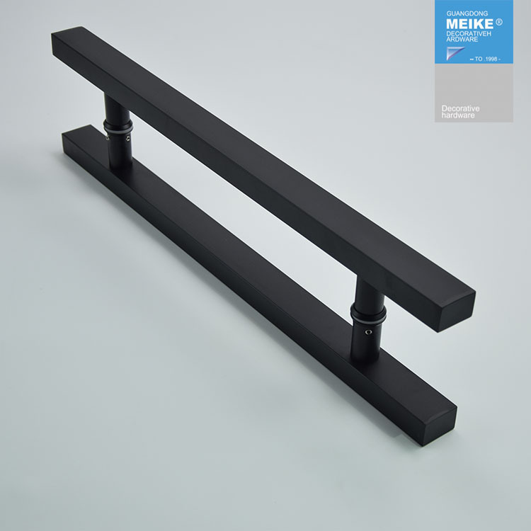 Glass door handle logo, glass door handle, stainless steel square tube, black baked paint, large wooden door handrail, sliding handle full figure
