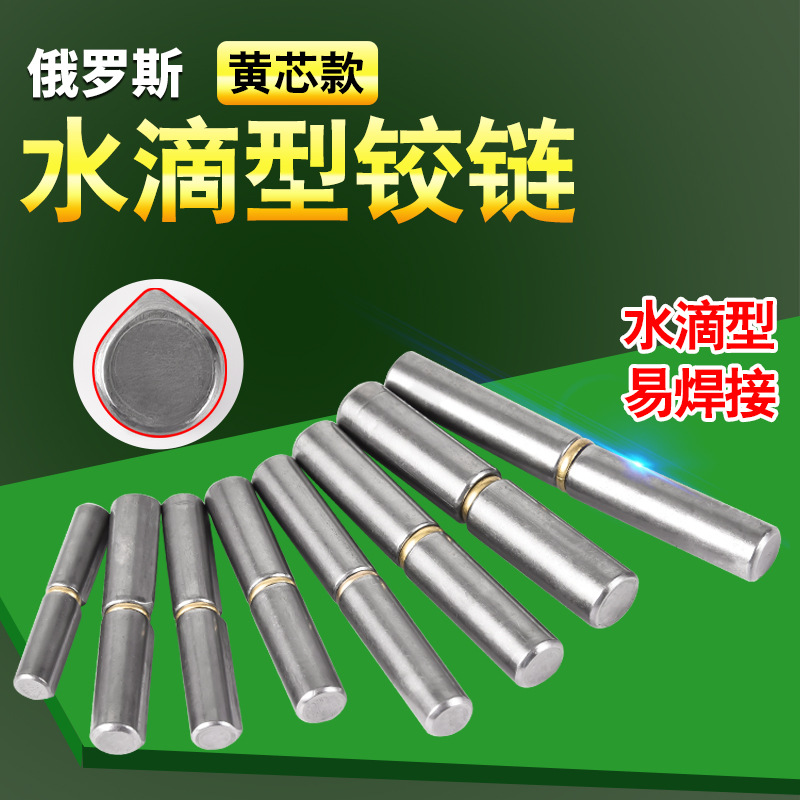 Russian water-drop welded special-shaped hinges with yellow cores, bearings and oil nozzles, non-cylindrical door shafts full figure