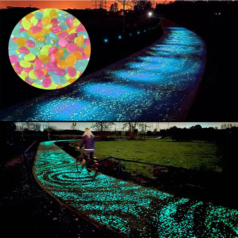 100 pieces of cross-border luminous pebble fish tank aquarium flower garden landscape colored luminous stones and translucent stones full figure