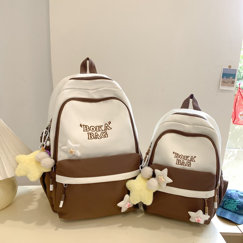Cross-border high-appearance-level schoolbag, large-capacity color-blocking campus backpack, Korean-style fresh and clean backpack for primary, middle and high school students Application Scenario