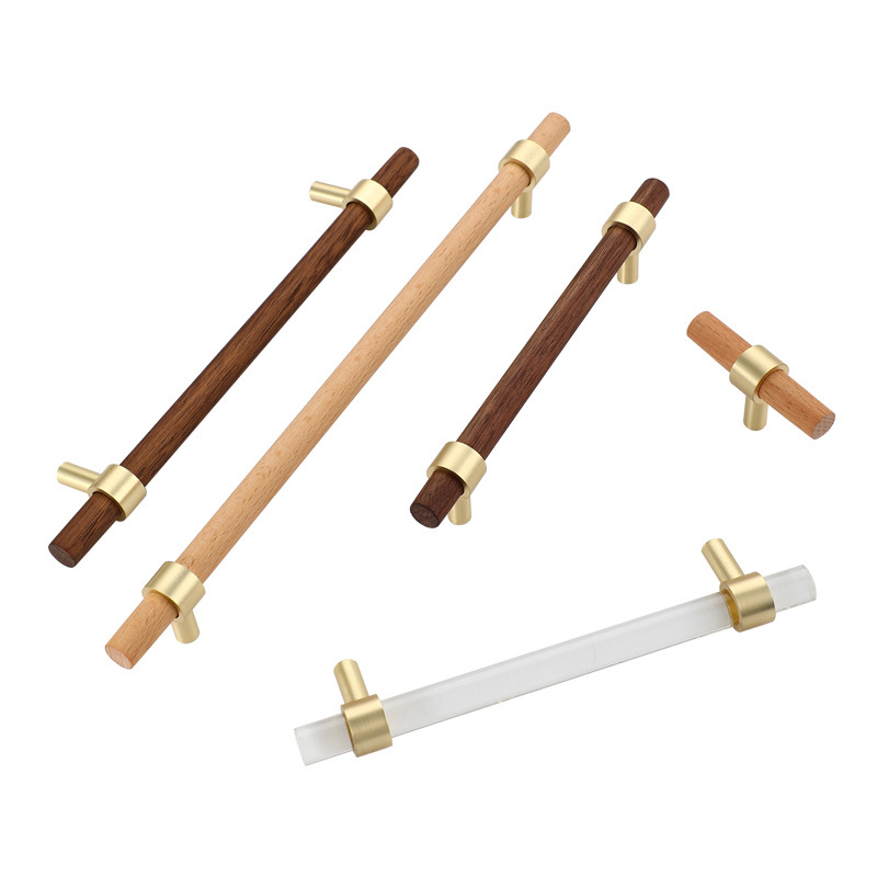 Nordic-style acrylic brass long handle, modern and simple cabinet, golden transparent drawer, wardrobe door, furniture handle Item Picture