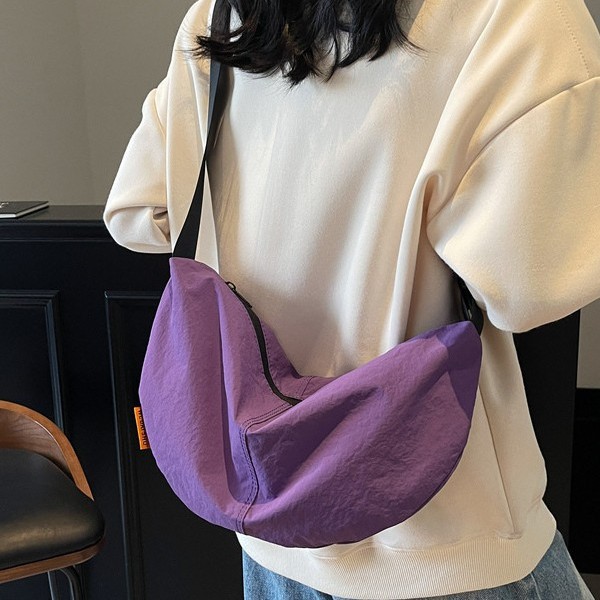 2025 New fashionable solid-color workwear bag, crossbody bag, dumpling bag, large-capacity casual single-shoulder bag and backpack for college students full figure