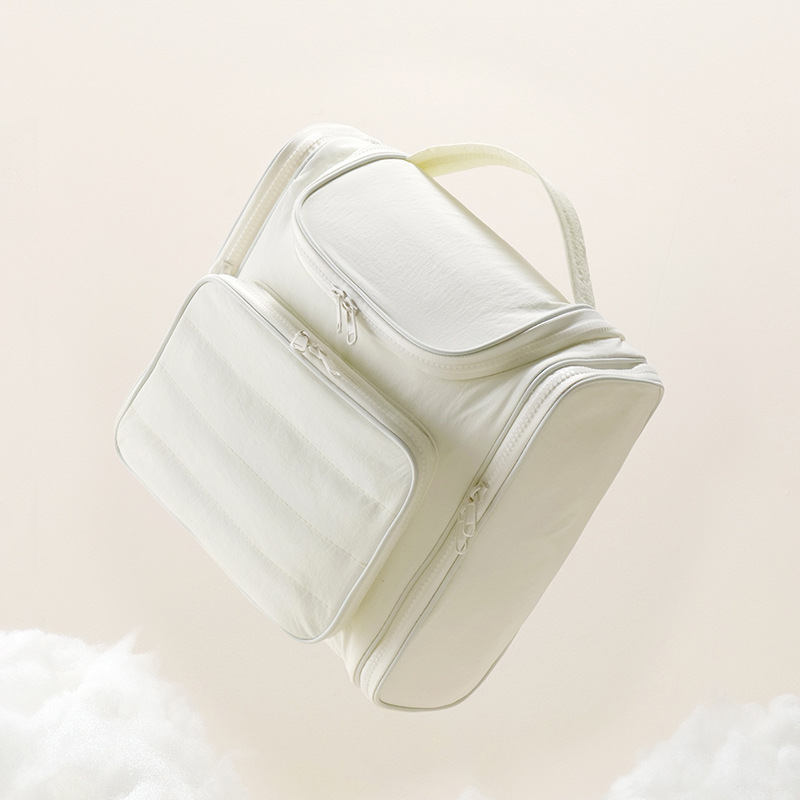 Taslon Waterproof double-opening washbasin storage bag, travel storage luggage bag, hook bag, Large multi-functional makeup bag Item Picture