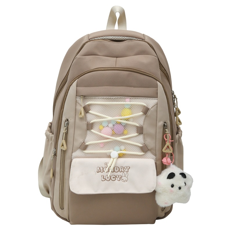 A cute and fresh color-blocking backpack for young girls, a Korean version of a backpack for junior and senior high school campuses, and a new lightweight schoolbag for primary school students Item Picture
