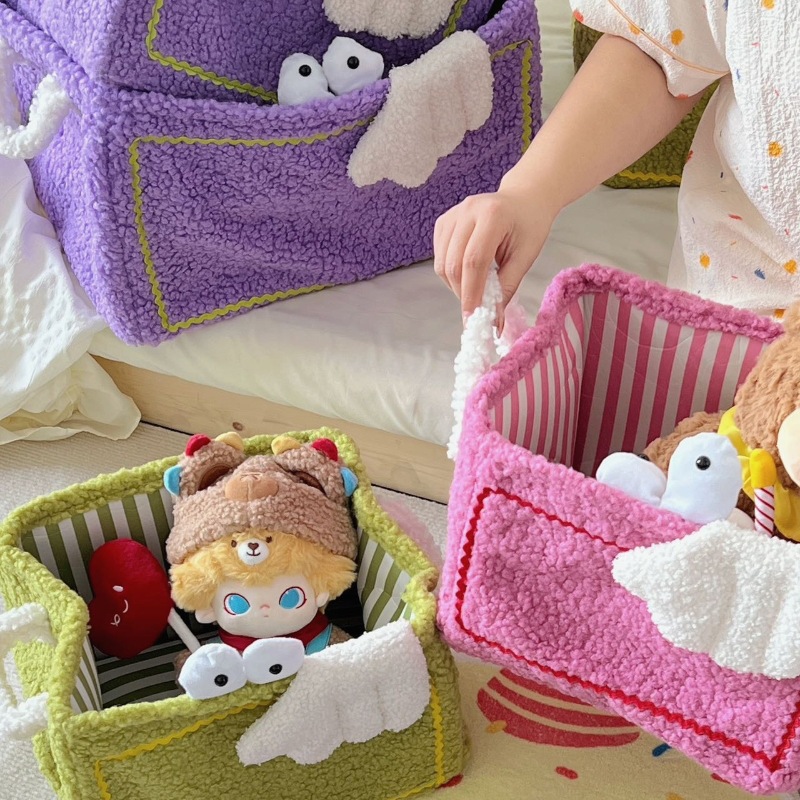 Funny little monster storage basket, foldable for home use, ins style, high appearance level, toy and snack organization and storage basket Specification drawing