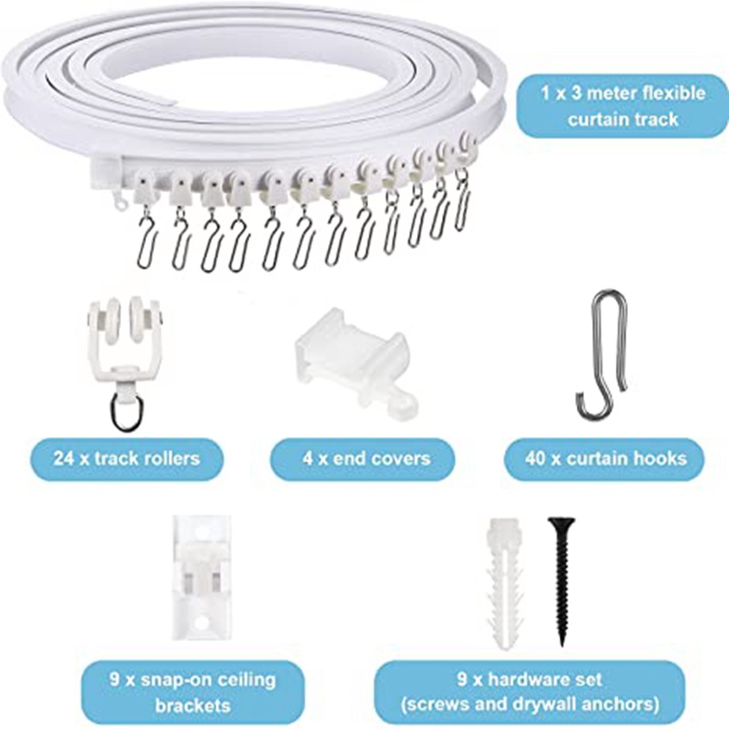 5-meter U-shaped and L-shaped plastic steel track sets with flexible silent slide tracks and hook accessories are available in stock details Picture