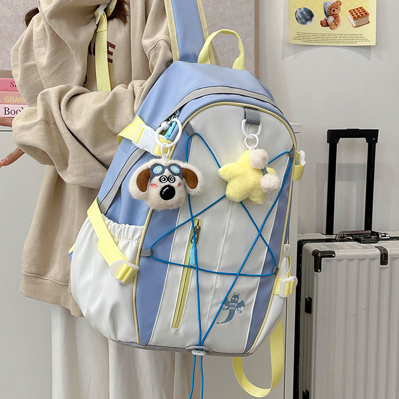 High appearance level schoolbag, cute backpack for female junior high school students, large-capacity ins color-blocking campus backpack for high school and college students full figure