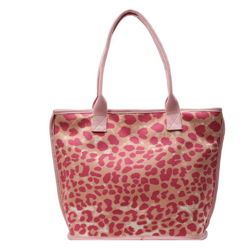 High-end texture leopard print canvas single-shoulder bag for women, Spring 2025, large-capacity tote bag, niche commuting underarm bag Item Picture