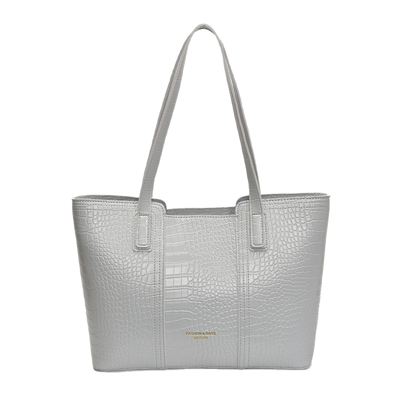 A high-end solid color, simple crocodile pattern, large-capacity tote bag for women 2025, a trendy, fashionable and versatile single-shoulder bag Item Picture