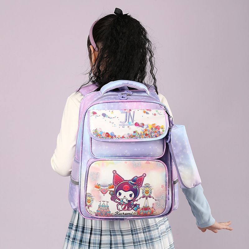 Cute schoolbag for girls, large-capacity, multi-compartment, lightweight backpack for students in grades one, two to four details Picture