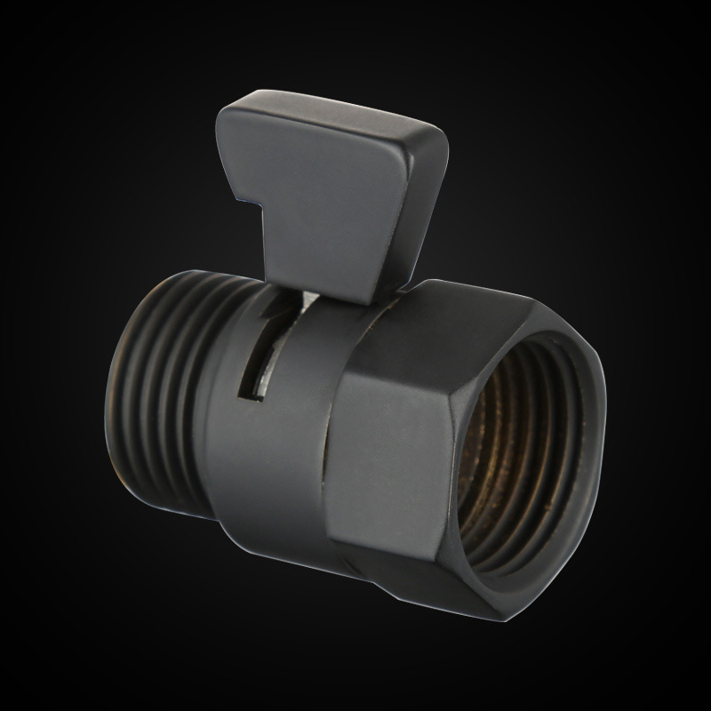 4. Black all-copper toilet spray gun stop valve, large flow Angle valve, inner and outer thread shower head switch valve full figure