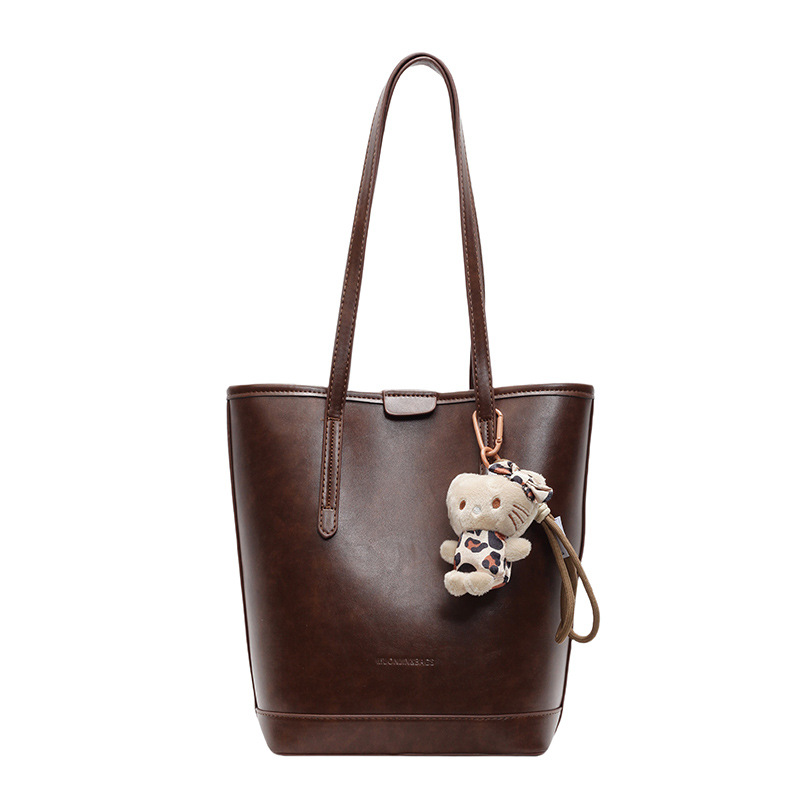 High-end retro bag for women, 2024 new style, trendy and high-end texture single-shoulder bag, large-capacity commuting bucket bag Item Picture