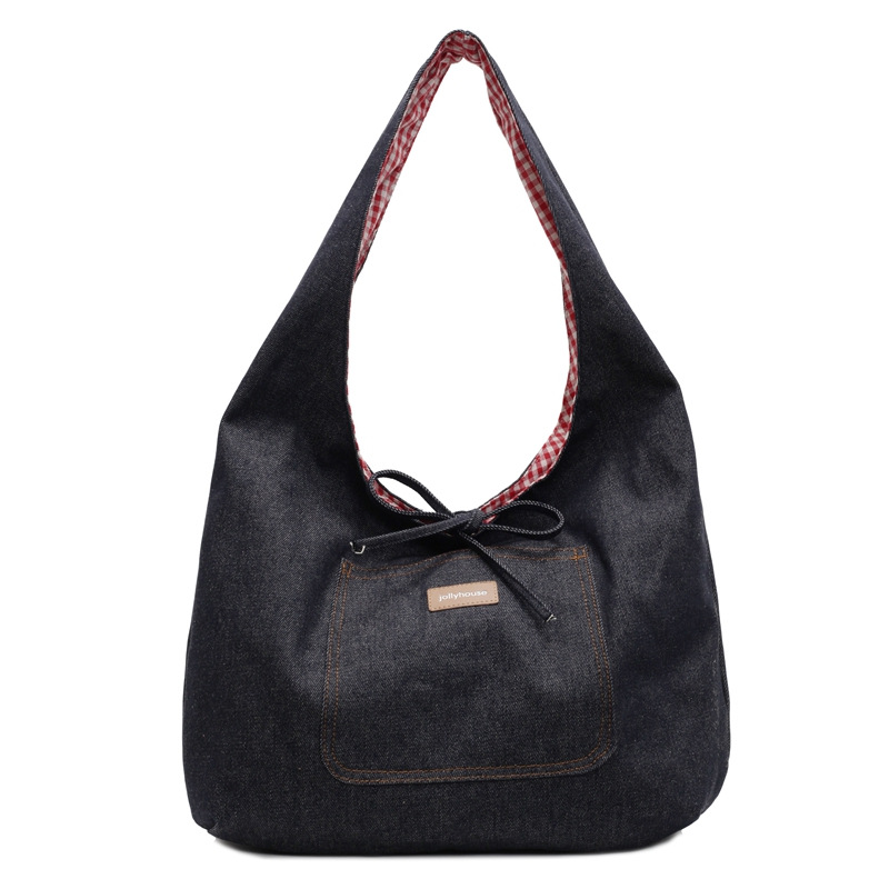 2025 New AB backpack American retro denim bag, large-capacity single-shoulder bag, college student Korean style laid-back bag for women Item Picture