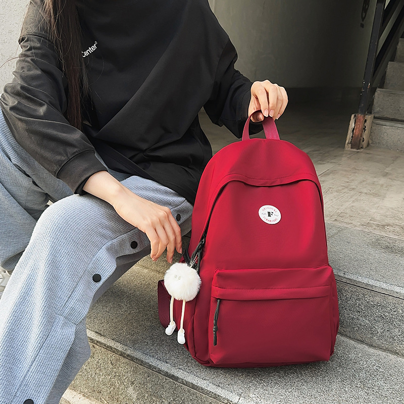 Japanese-style InS-style campus casual solid-color schoolbag, simple and versatile lightweight backpack for girls, high school and college students' backpacks details Picture
