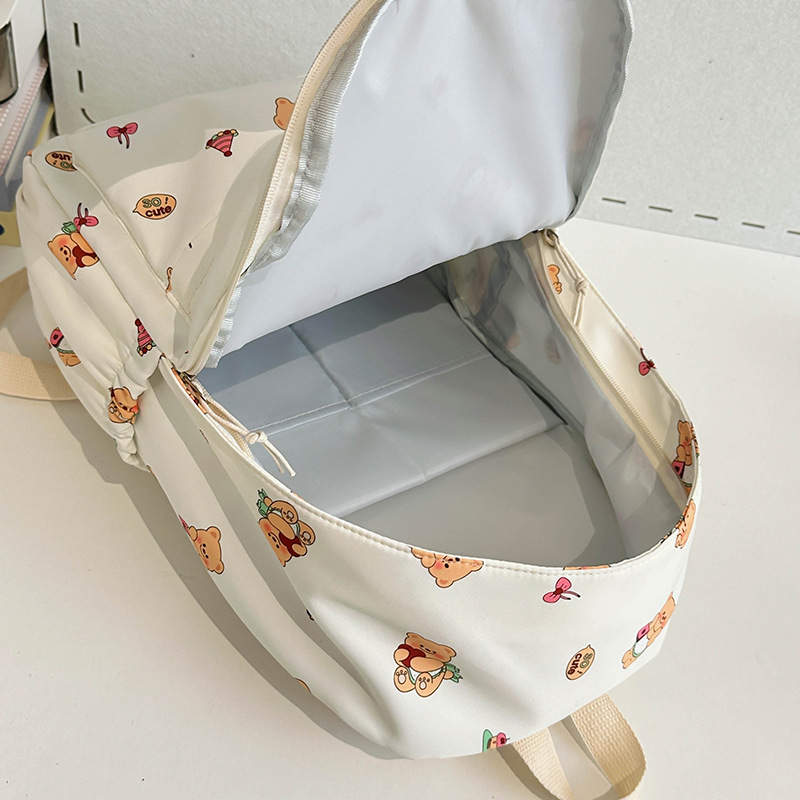 Korean version cute and soft girl, junior high school student bear schoolbag 2024 new style, fresh and clean high school and college student backpack Application Scenario
