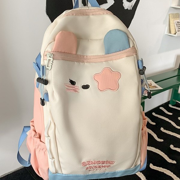 Student schoolbag, school-style schoolbag, versatile, fresh and simple, Ins-style, cartoonish, fashionable and lightweight backpack for junior high school students Specification drawing