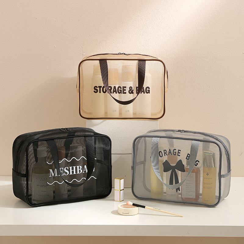 Mesh washbasin storage bag, water-repellent travel storage bag, breathable high appearance level cosmetics storage bag wholesale full figure