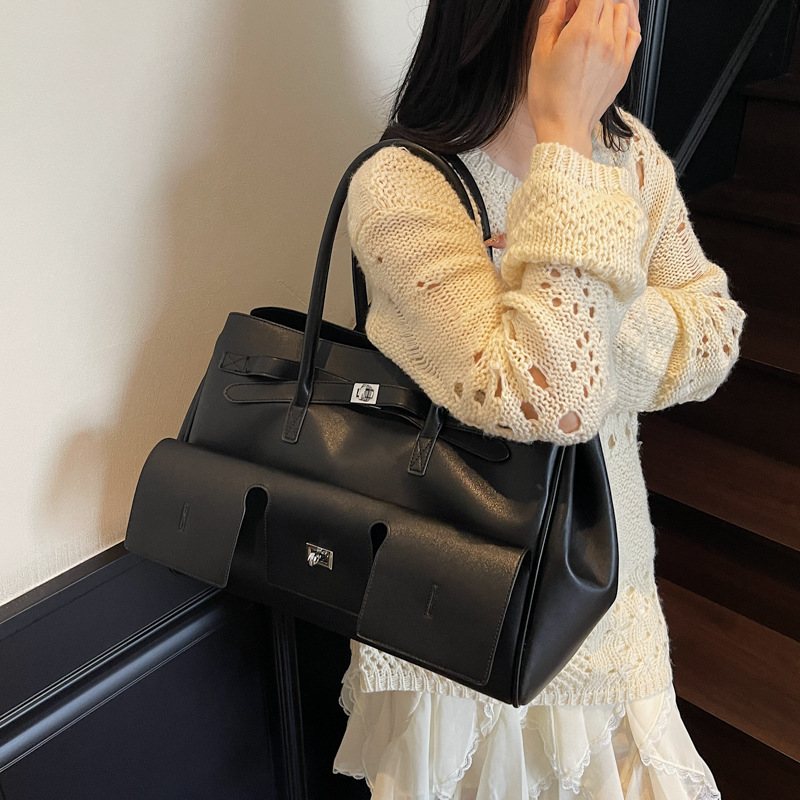 2025 New cross-border niche retro handbag, women's daily tote bag, large-capacity single-shoulder bag, commuter mother-and-child bag Specification drawing