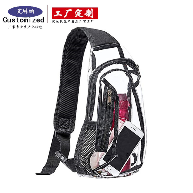 Amazon cross-border transparent large-capacity single-shoulder crossbody bag, outdoor running and rafting waterproof storage bag processing and customization full figure