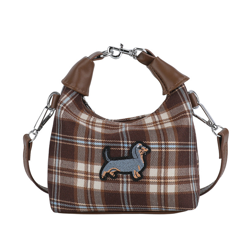 This is a new spring 2025 fashionable, versatile, niche and high-end single-shoulder bag for women, featuring a contrasting color checkered bucket Item Picture
