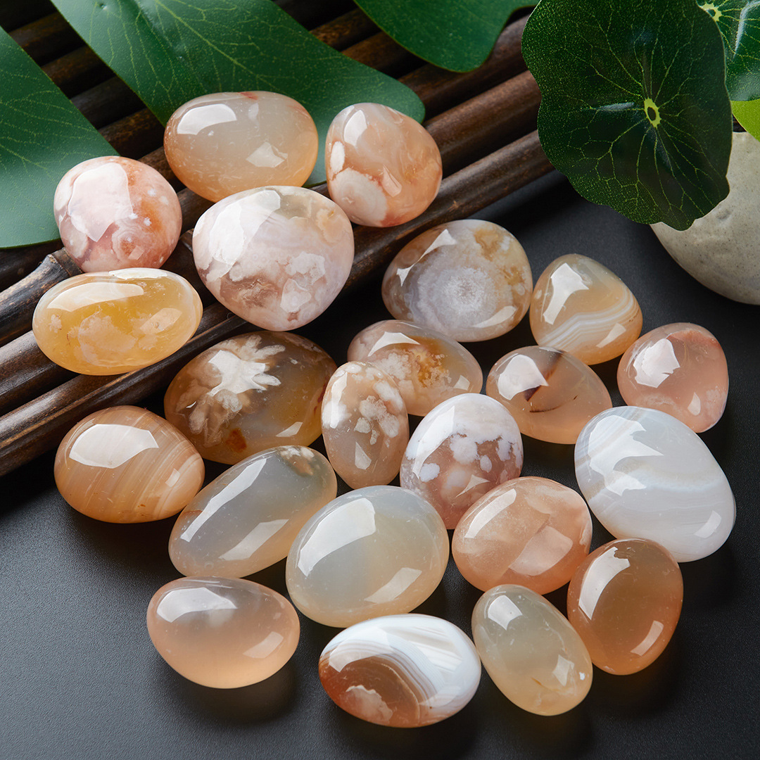 Cherry blossom agate raw stone, rain flower stone, patterned pebble, fish tank decoration, flowerpot, succulent surface, hydroponic plant pebble Specification drawing