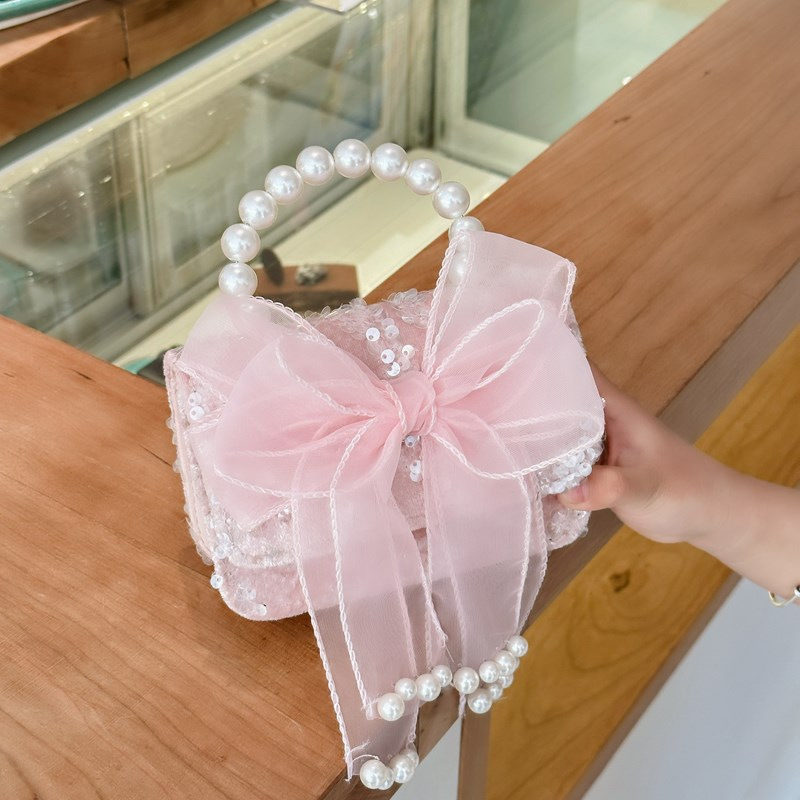 New cartoon children's crossbody bag, cute chanel-style bow, little girl princess single-shoulder bag, hand-carry matching bag full figure