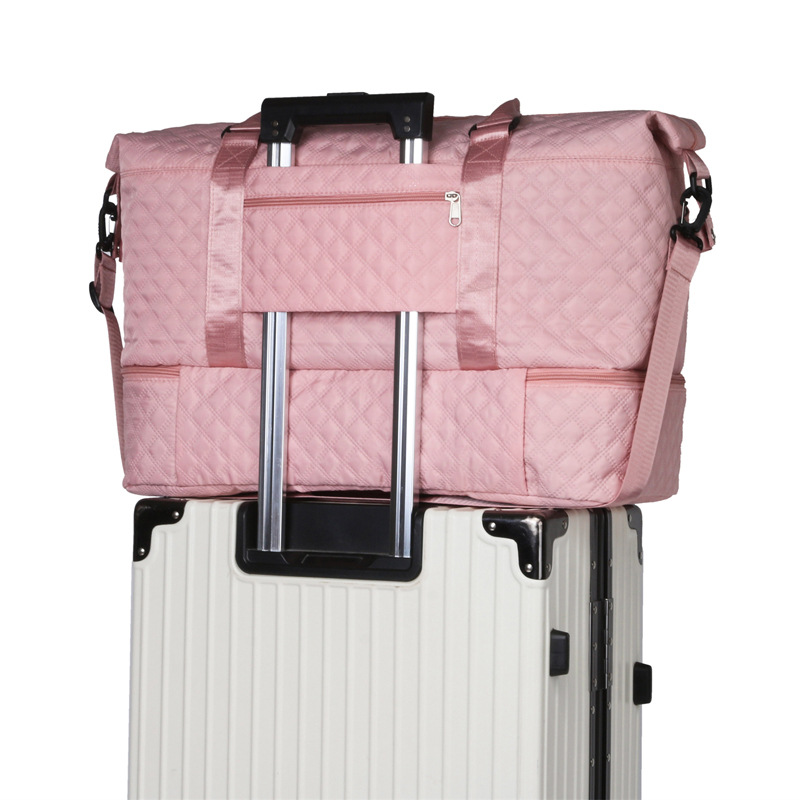 Three-pocket short-distance travel bag, stretchable suitcase, large-capacity women's light maternity bag, storage bag, hand-held luggage bag Specification drawing